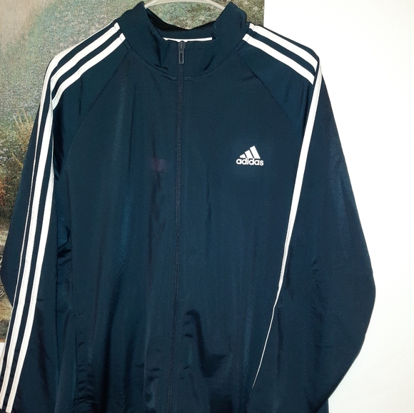 adidas Jackets & Blazers - ADIDAS Full-Zip Classic 3-stripe Track Jacket - Navy - 2X